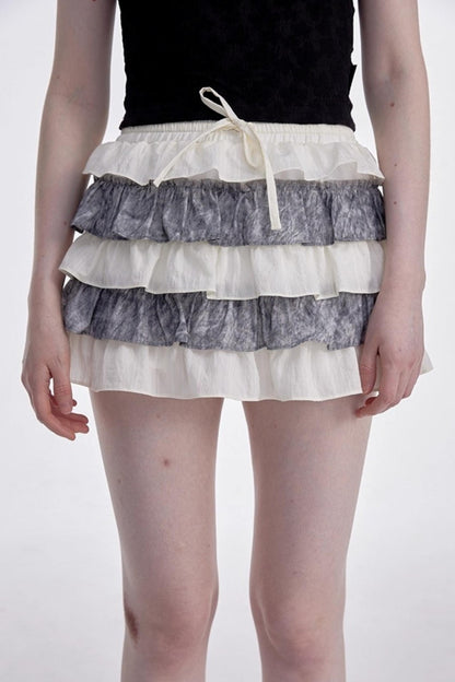 Beige-Gray High-Waisted A-Line Skirt