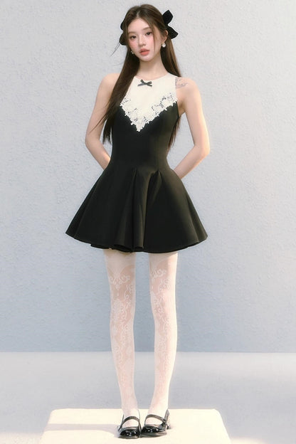 Golden V-Shaped Black Dress