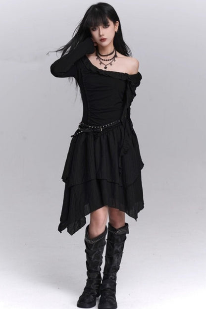 Cinched-Waist Autumn Dress