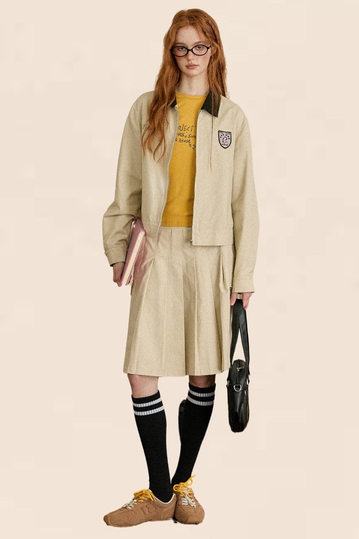 Retro College Jacket Two-Piece Set-Up