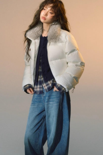 Fur Collar Patchwork Short down Jacket