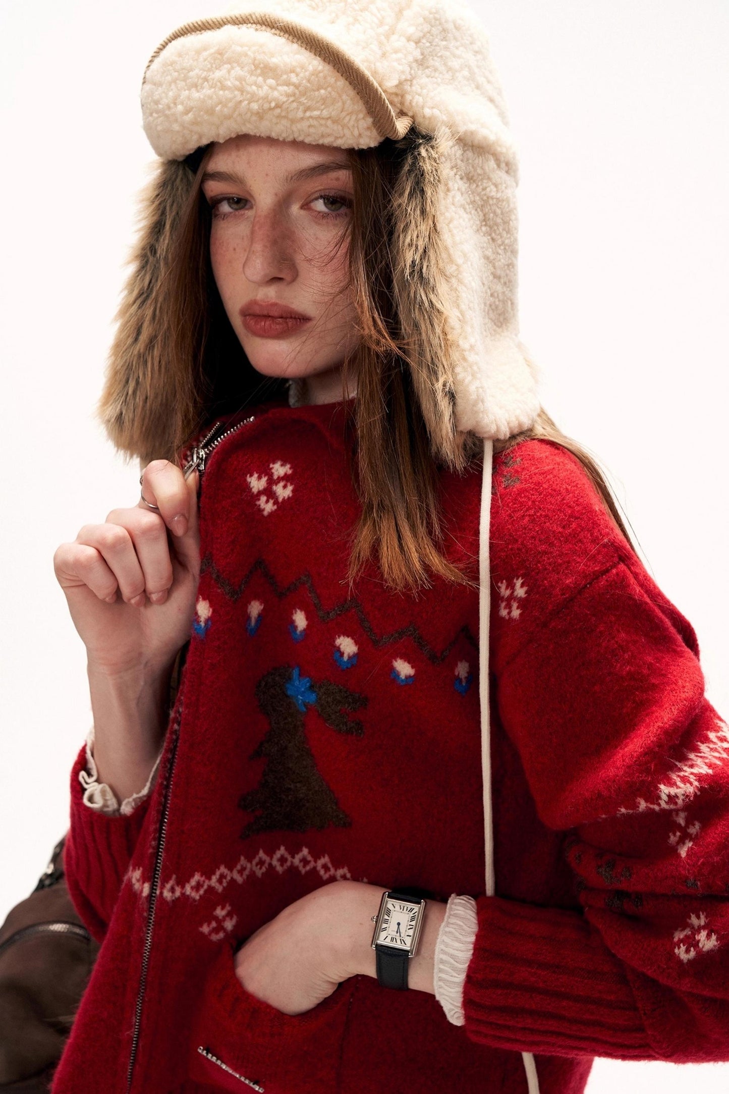 Snowflake Rabbit Knit Cardigan