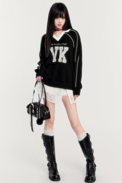 Velvet Retro Sweatshirt Top