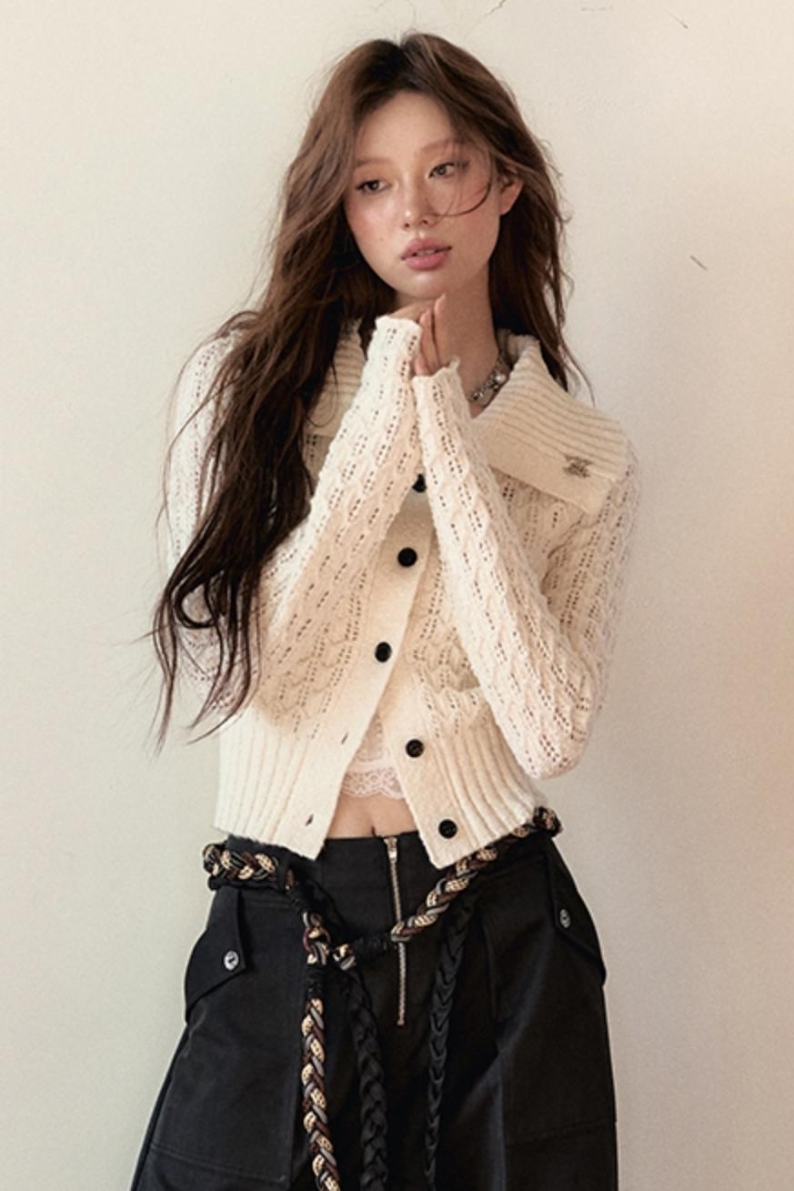 Cropped Wool Knit Sweater