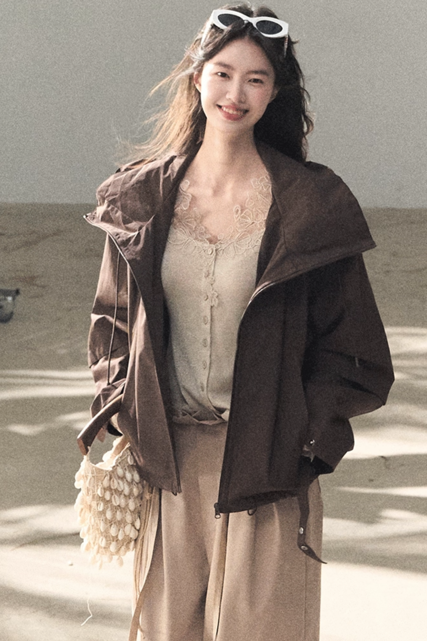 Two-Tone Irregular Lace Cardigan