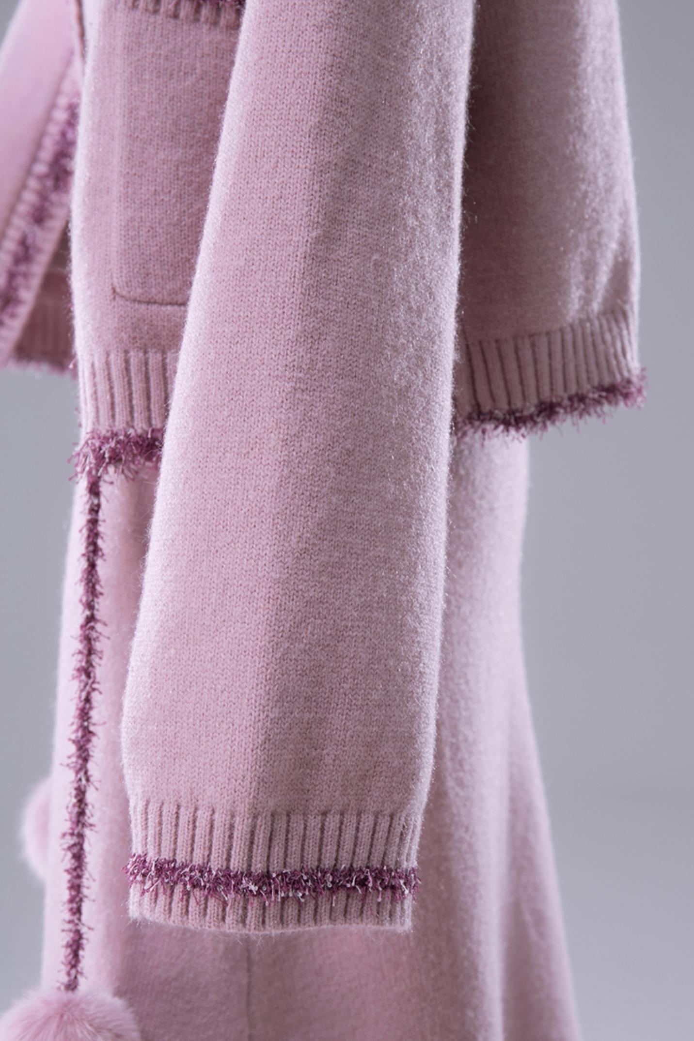 Pink Purple Fleece Wool Dress Set-UP