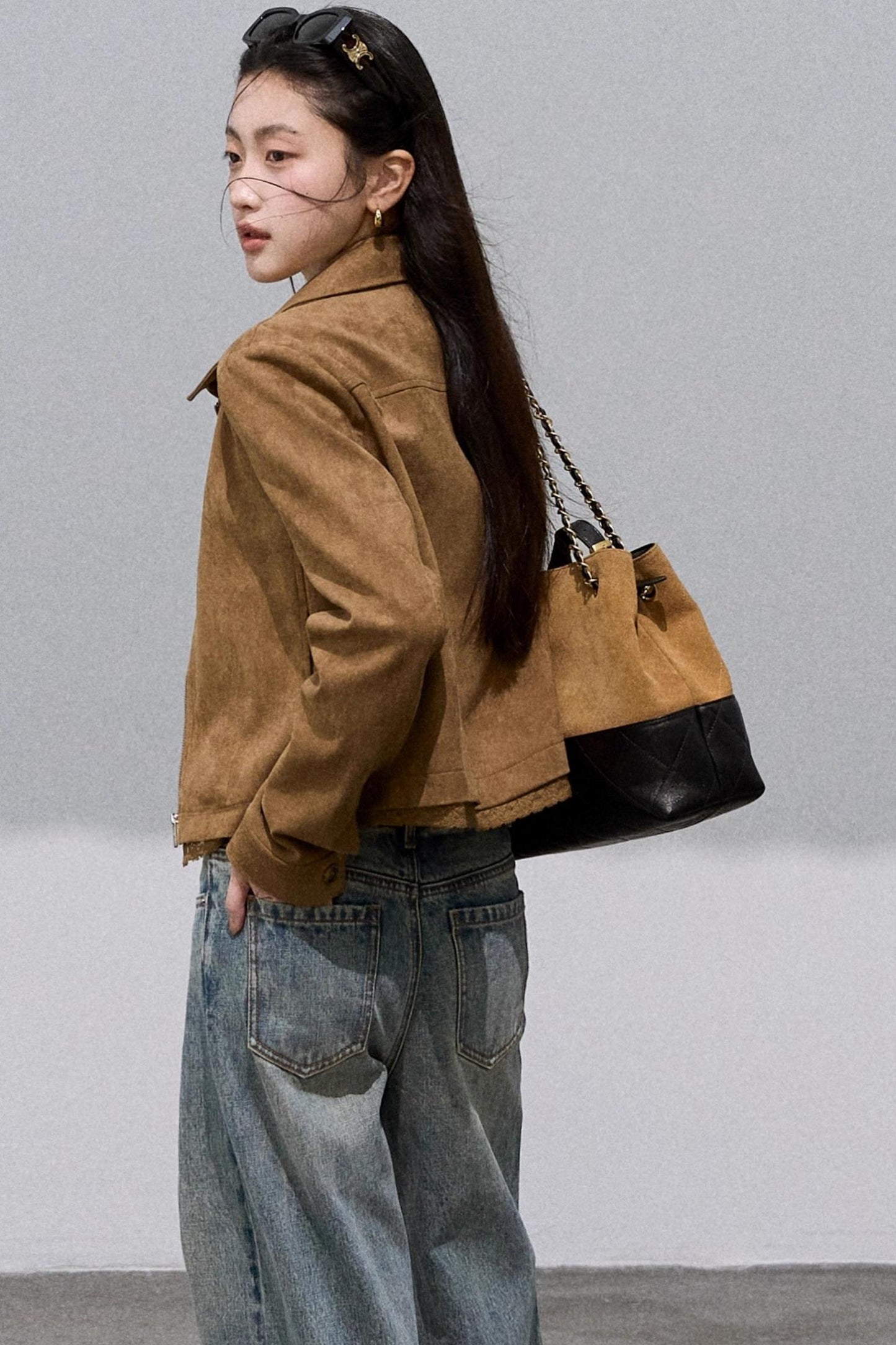 Suede Lapel Texture Short Jacket