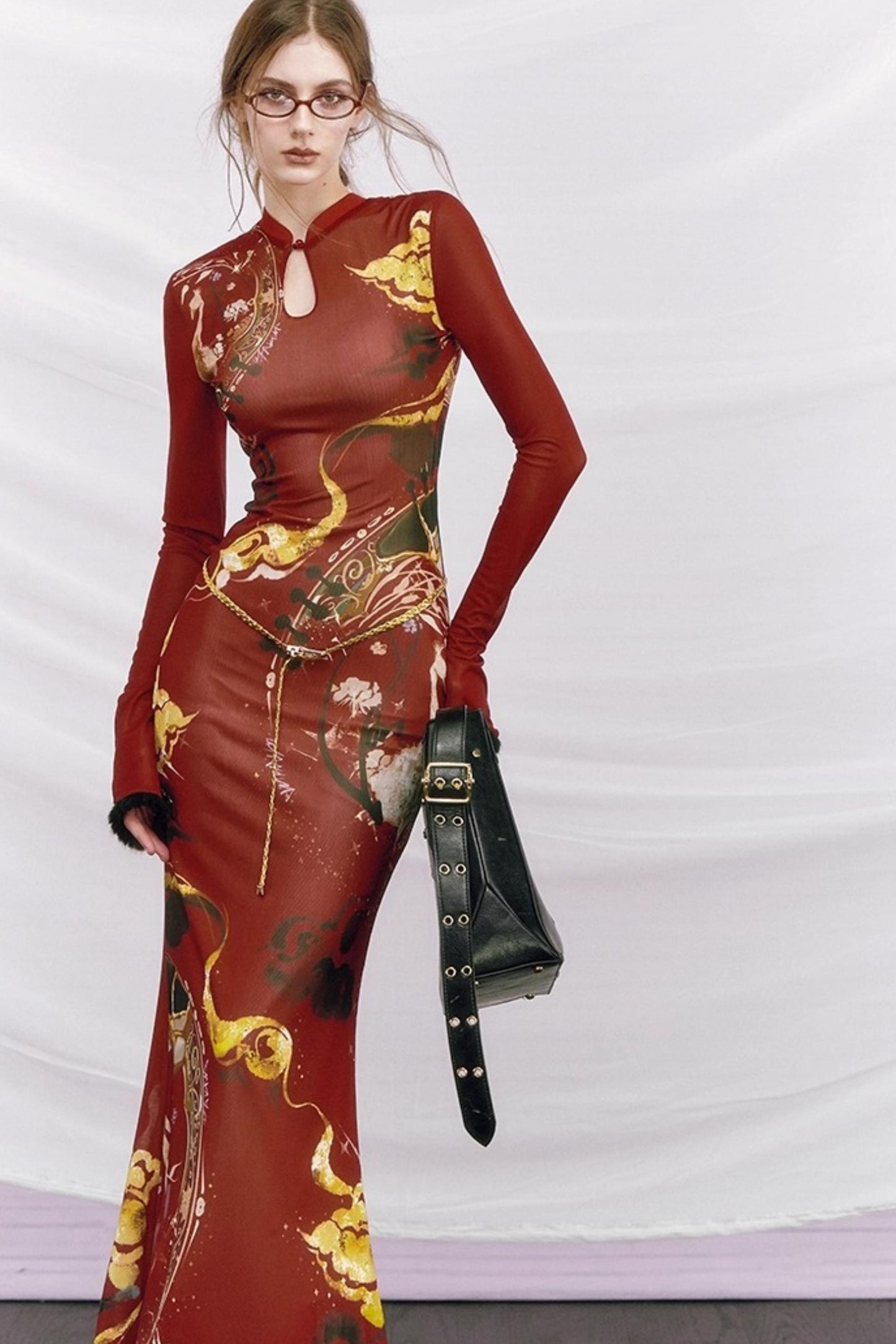 Hand-Painted Cheongsam Fishtail Dress