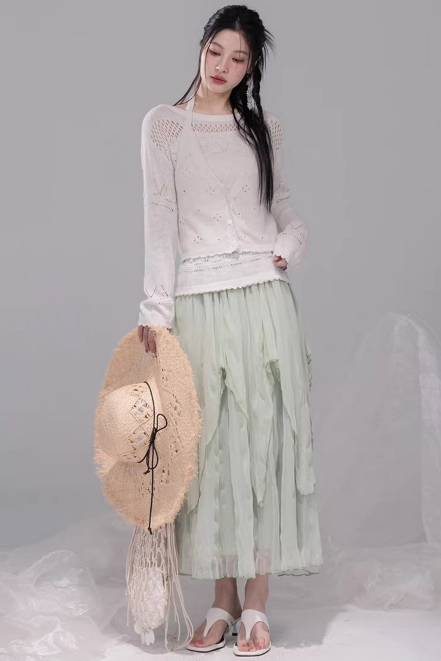 Durchscheinendes Zedern-Aprikosen-Westenensemble