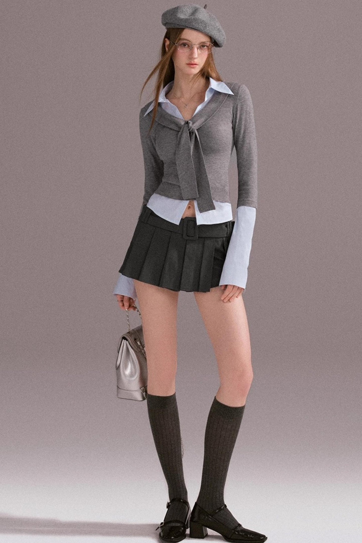 Fake Layer Slim Knit Top