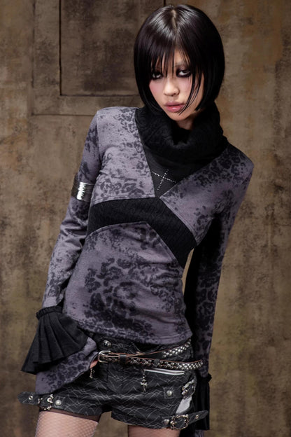 Retro Color-Block Knit Top