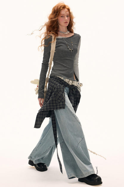 Striped Slim Long-Sleeved Top