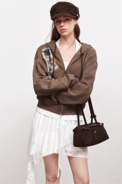 Luminous Kitten Print Hooded Jacket