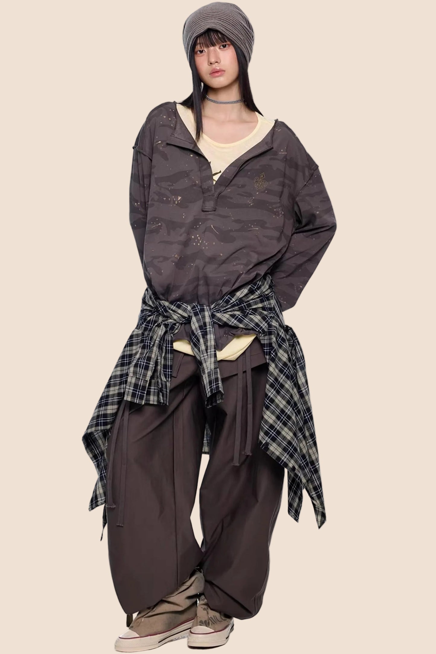 Blouse V-Cou Retro Camouflage