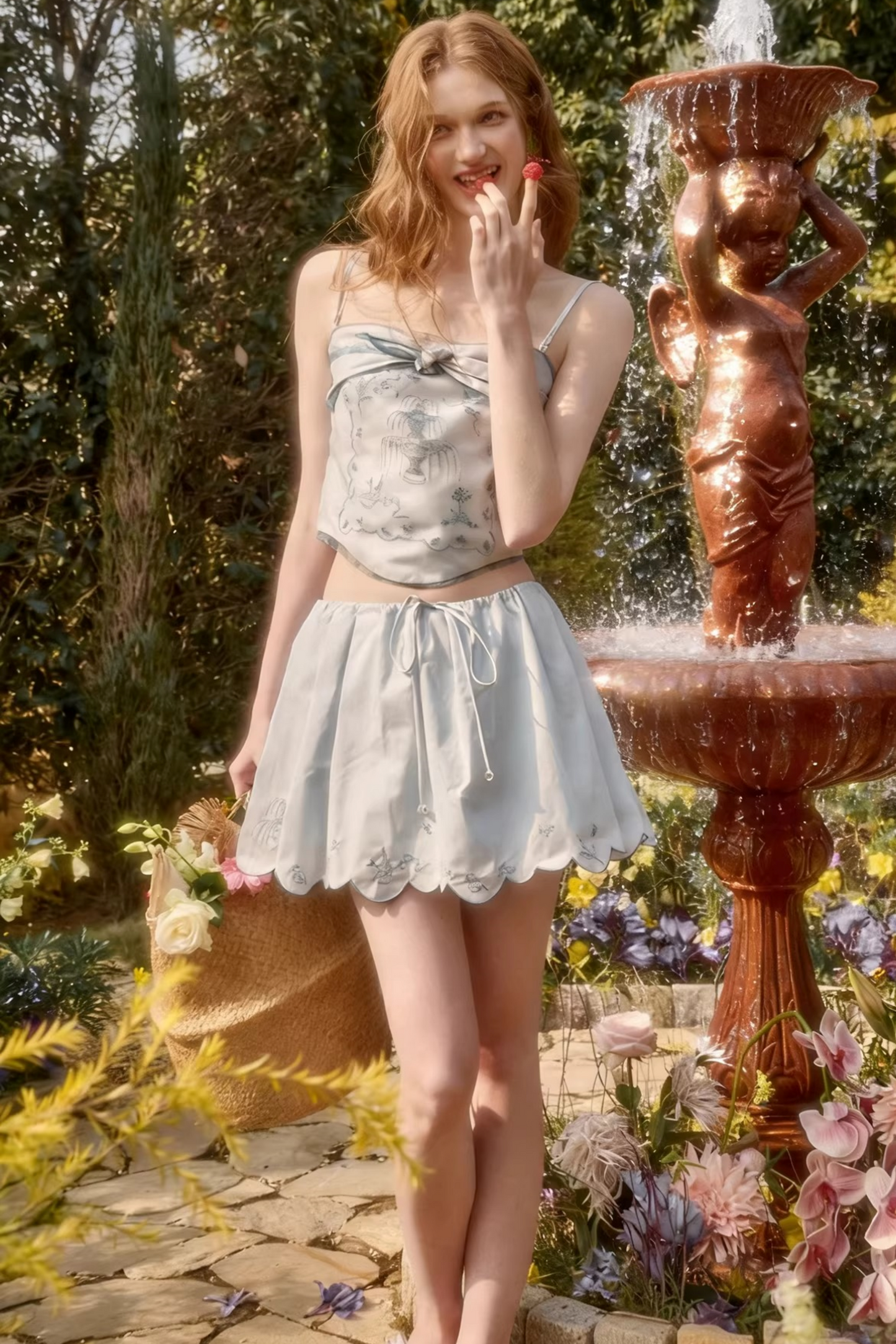 Baby Blue Embroidered Cotton Matching Set