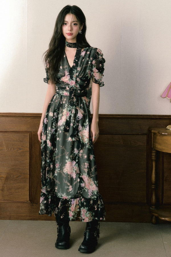 Pink Chiffon V-Neck Summer Dress