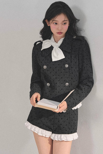 Ruffled Lace Bow Top