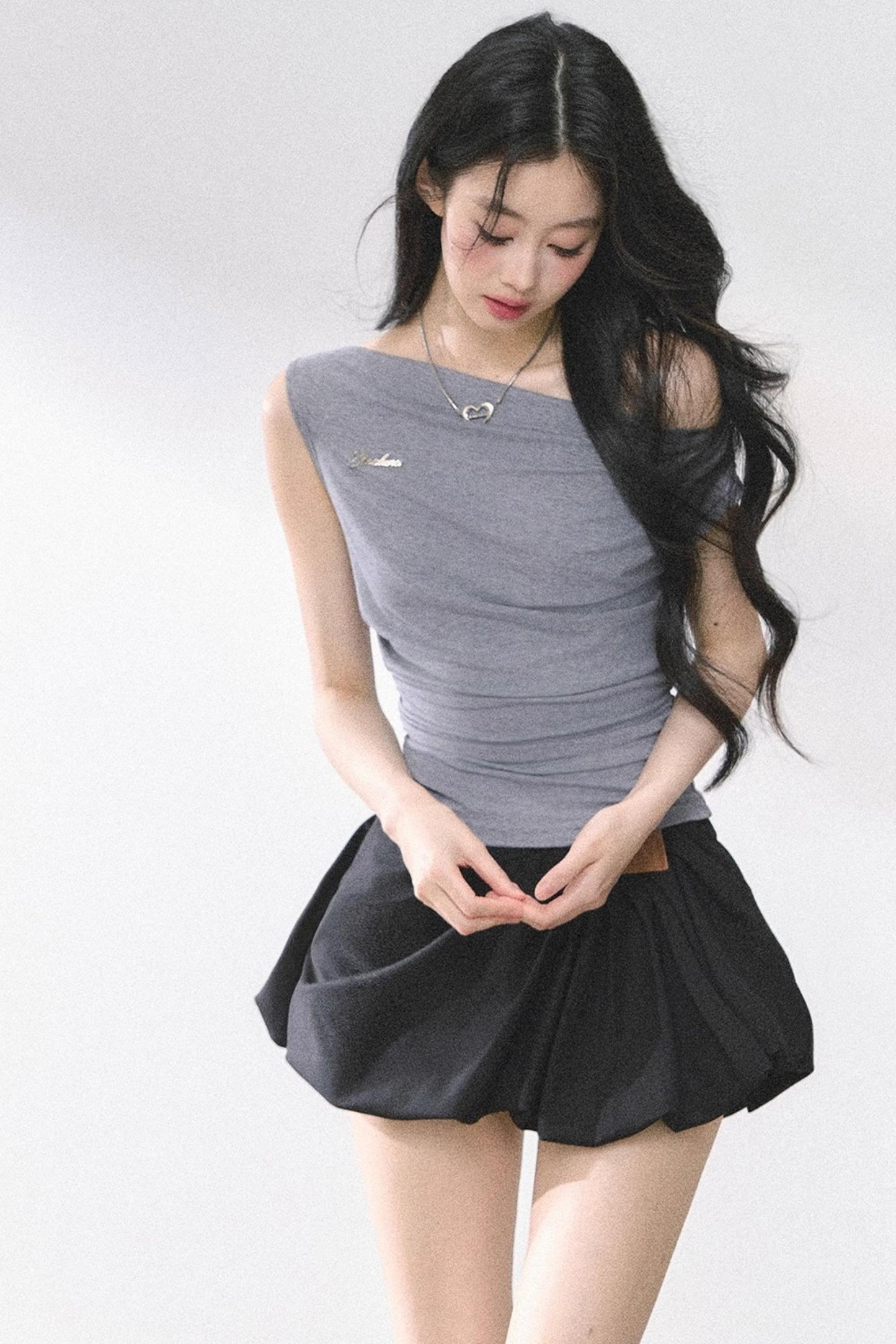 Shoulder-Baring Slim Crop T-Shirt