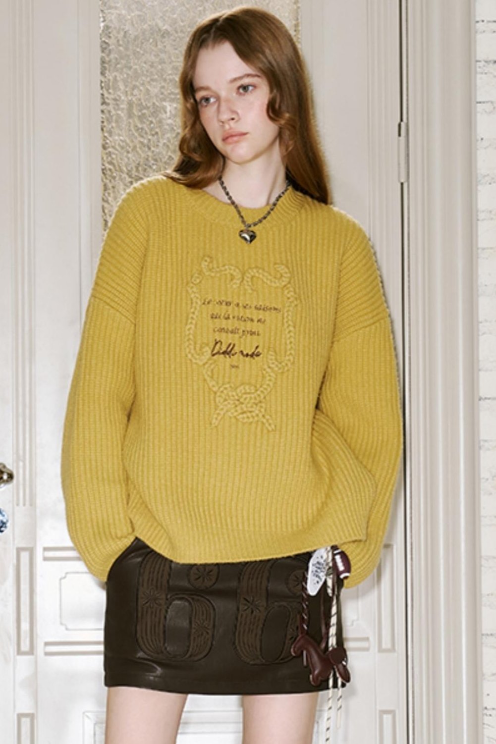 Premium Letter Embroidered Crew Neck Sweater