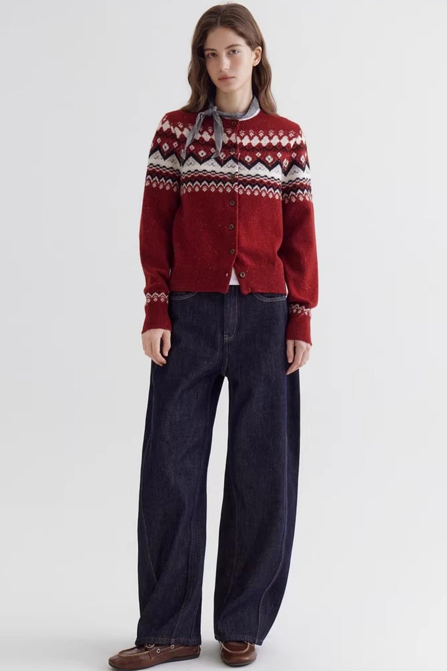 Fair Isle Sheep Wool Cardigan