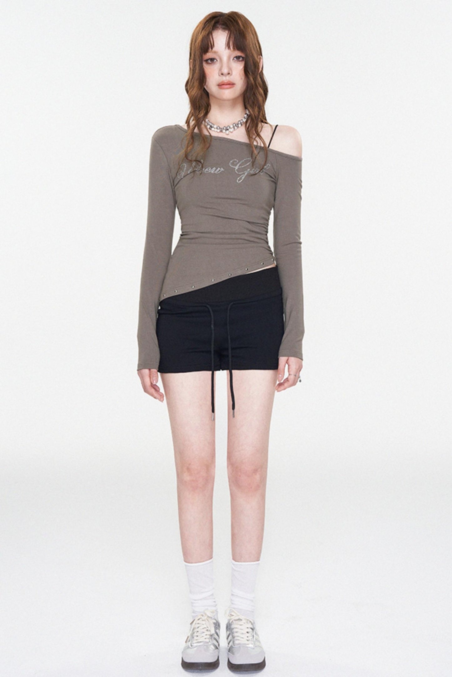 Slim Fit Rhinestone Print Top