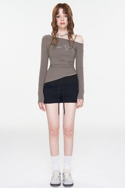 Slim Fit Rhinestone Print Top