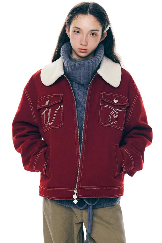 Red Wool Winter Jacket