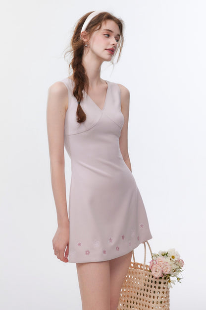 Summer Slim V-Neck Tencel Dress