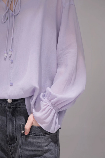 Conjunto de blusa púrpura oscuro de acetato