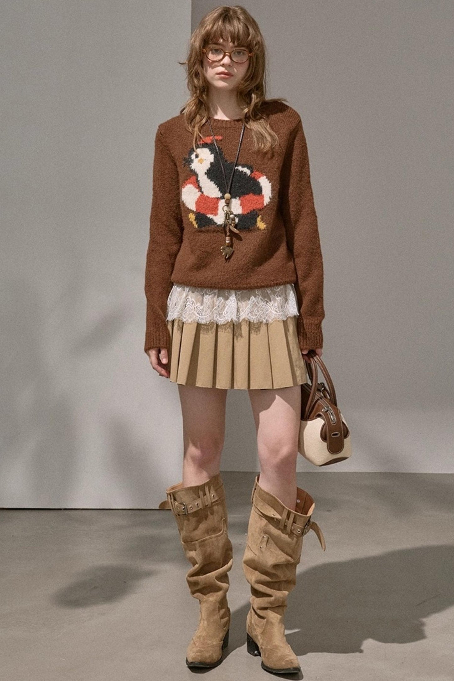 Vintage Penguin Jacquard Crew Neck Sweater