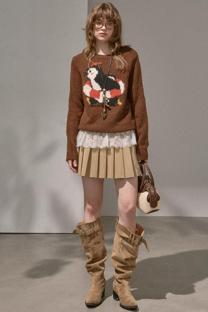 Vintage Penguin Jacquard Crew Neck Sweater