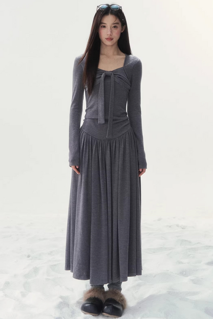 Gray Knitted Vintage Dress