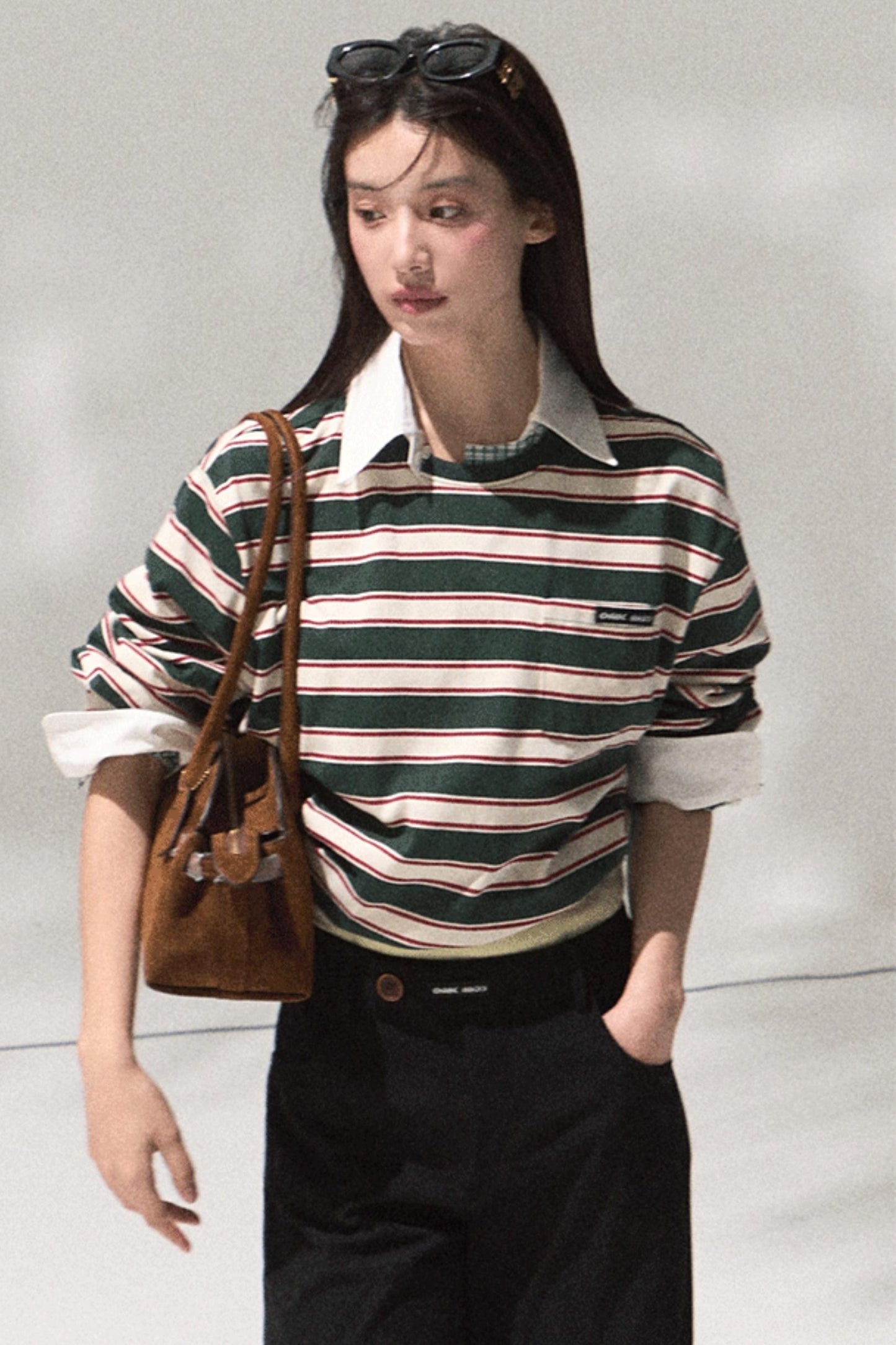 Contrasting Striped Cotton Top