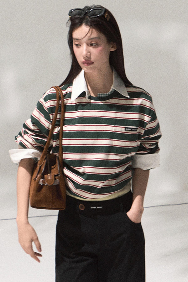 Contrasting Striped Cotton Top