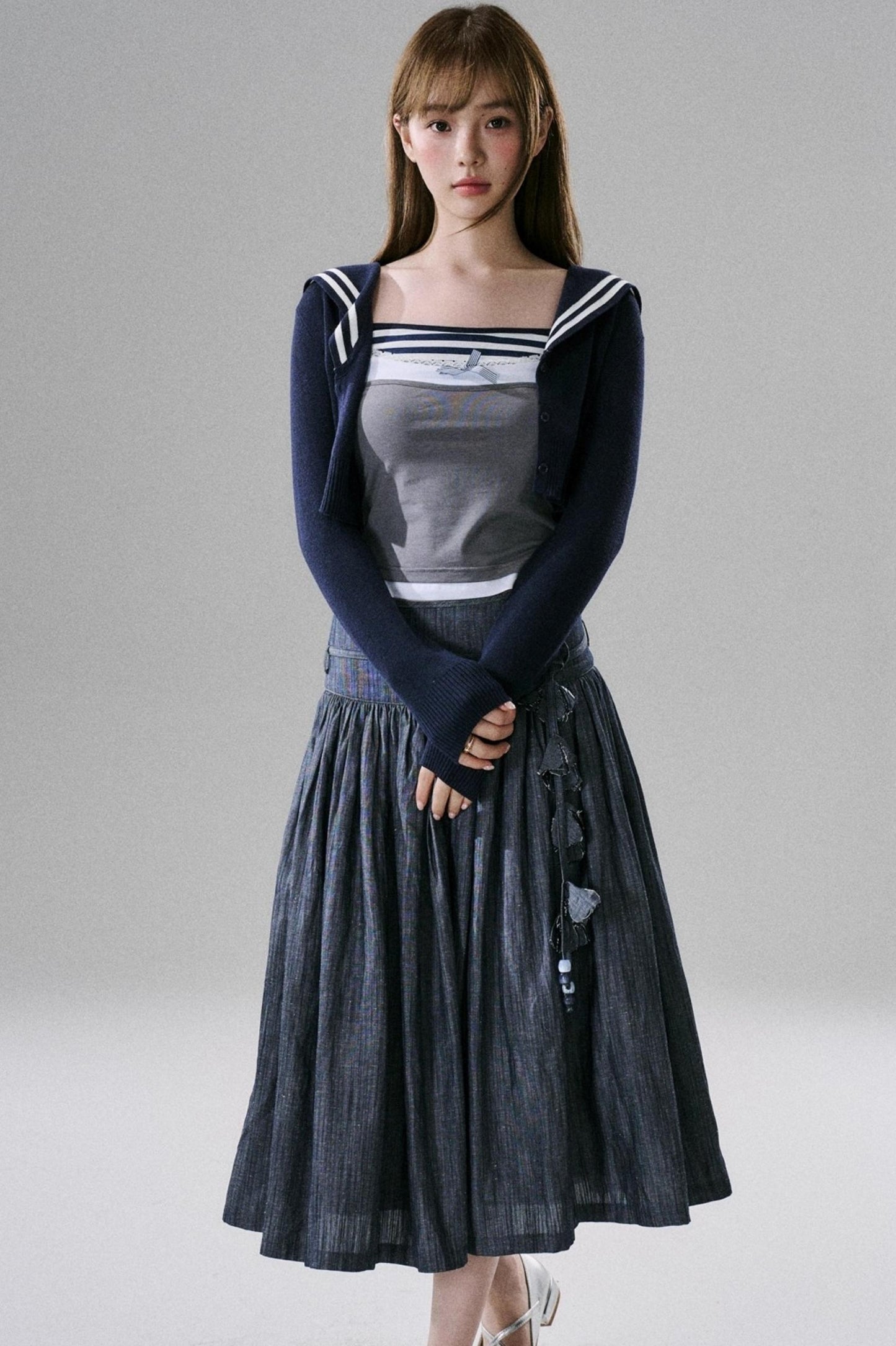 Cute Fake Two-Piece Layered Top