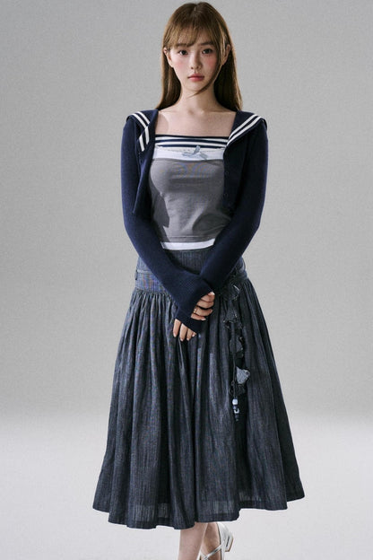 Cute Fake Two-Piece Layered Top