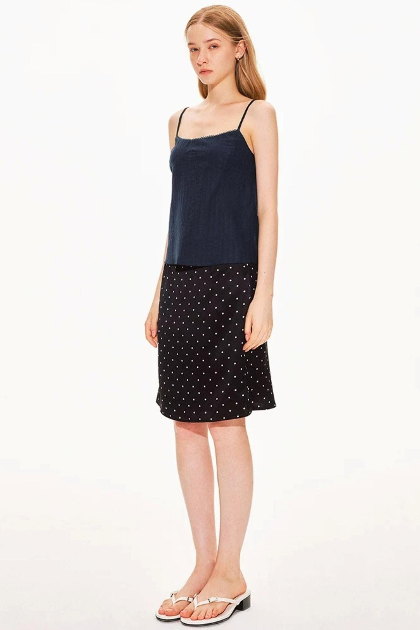 Acetat-Satinrock mit Polka-Dots