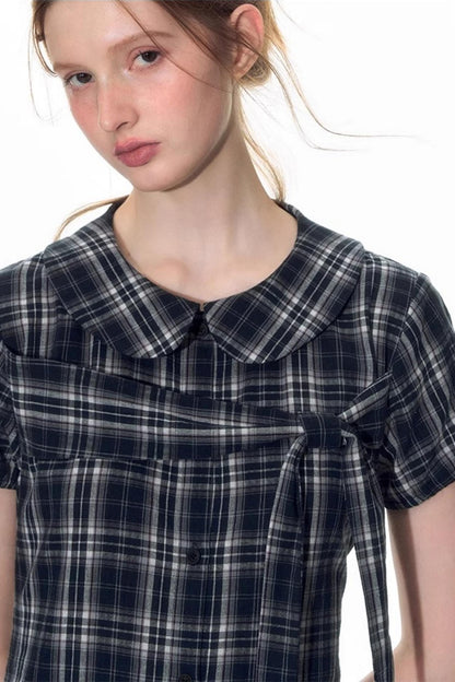 Original Lace-up Plaid Dress