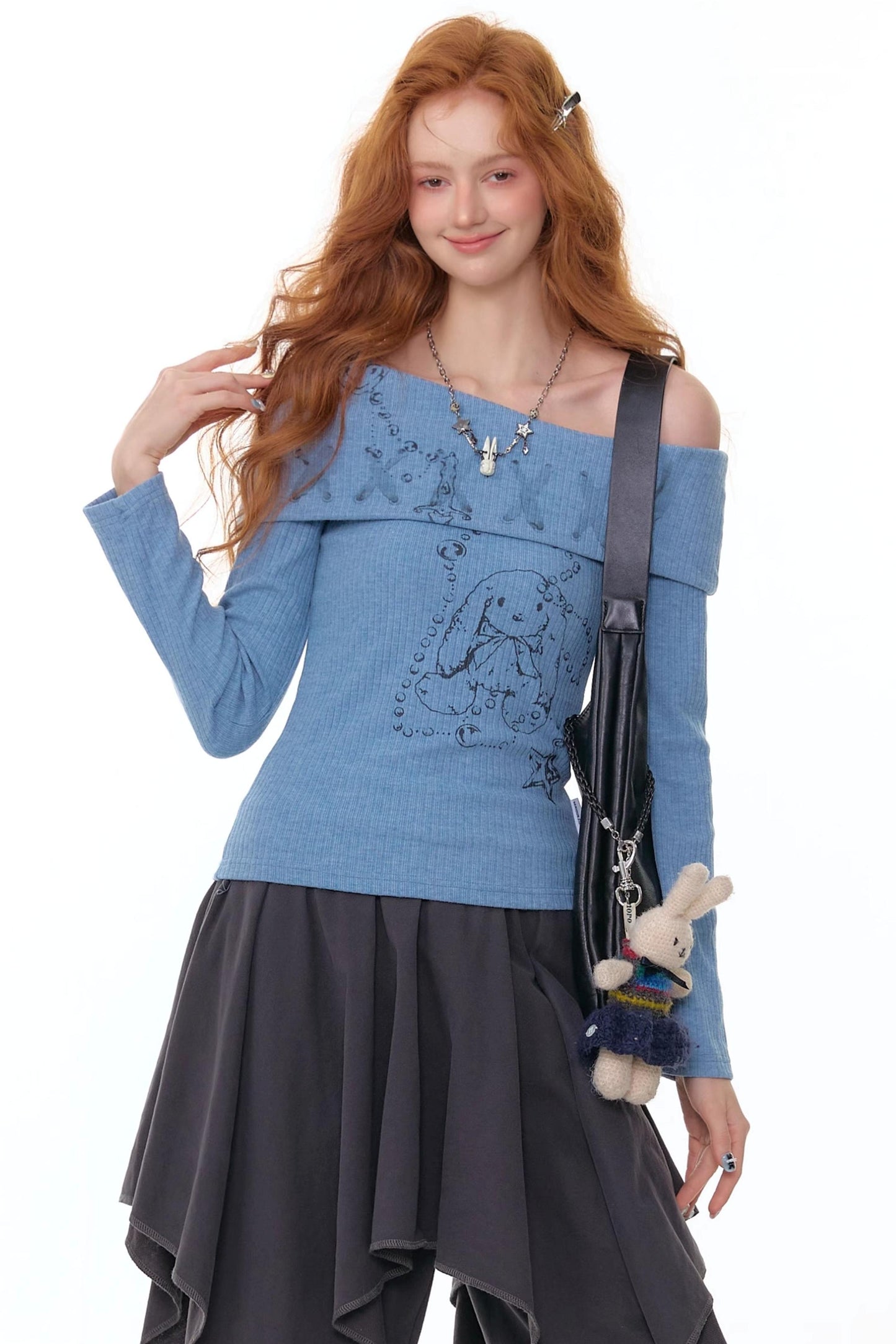 American Rabbit Print Knitted Top