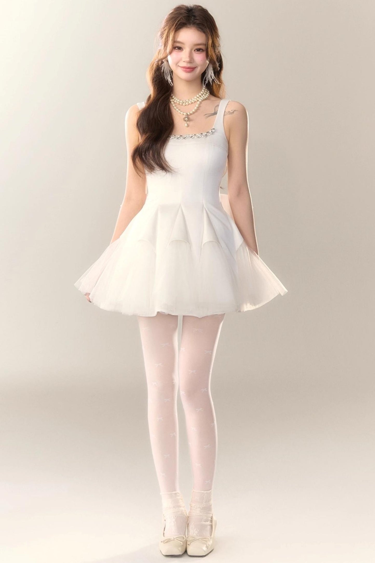 Swan Dance Mesh Panelled Slip Dress