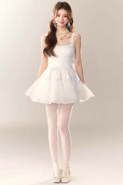 Swan Dance Mesh Panelled Slip Dress