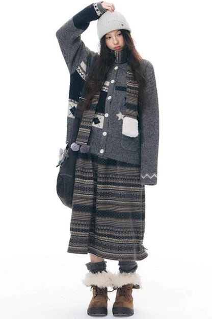 Doll Collar Knitted Cardigan