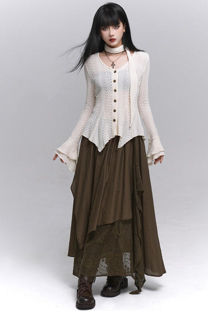 Artistic Brown Long Skirt