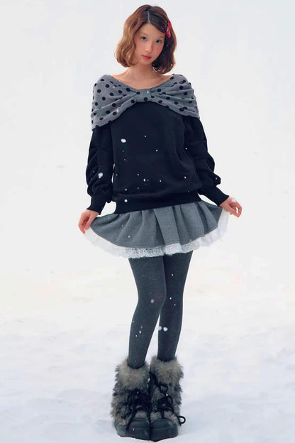 Retro Polka Dot Knit Top