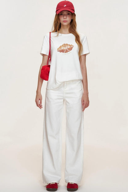 Croissant Lace Short Sleeve T-Shirt