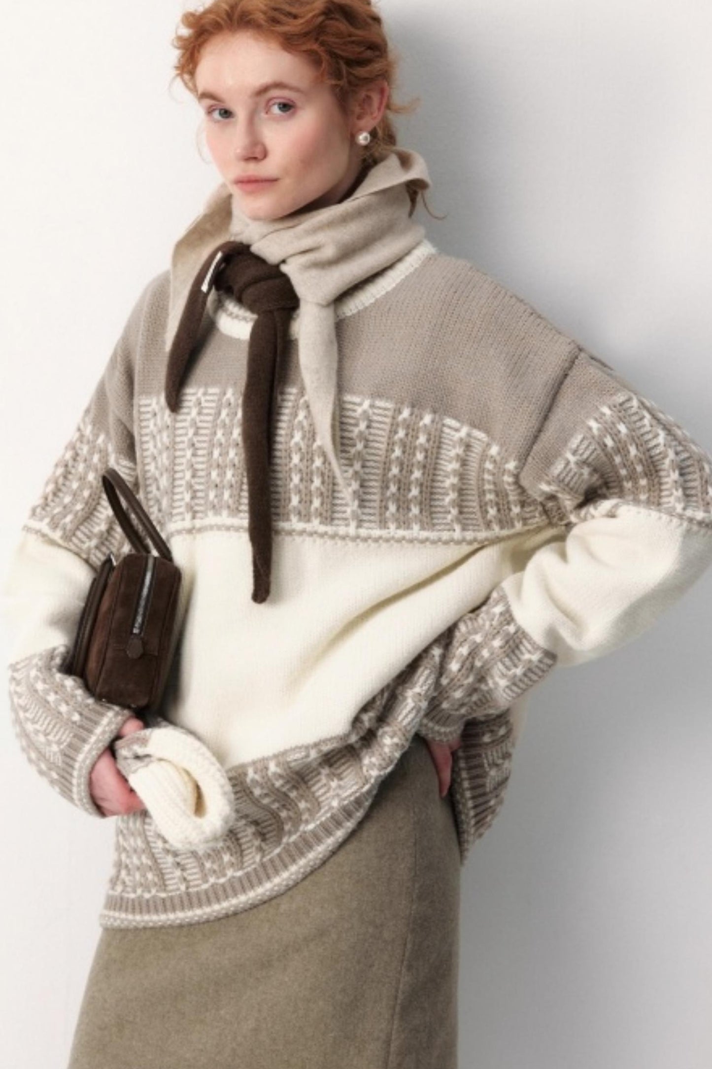 Fair Isle Retro Color-Blocked Sweater