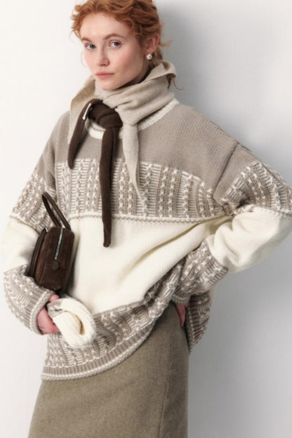 Fair Isle Retro Color-Blocked Sweater