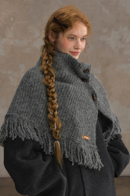 Wool Knitted Cape Cardigan
