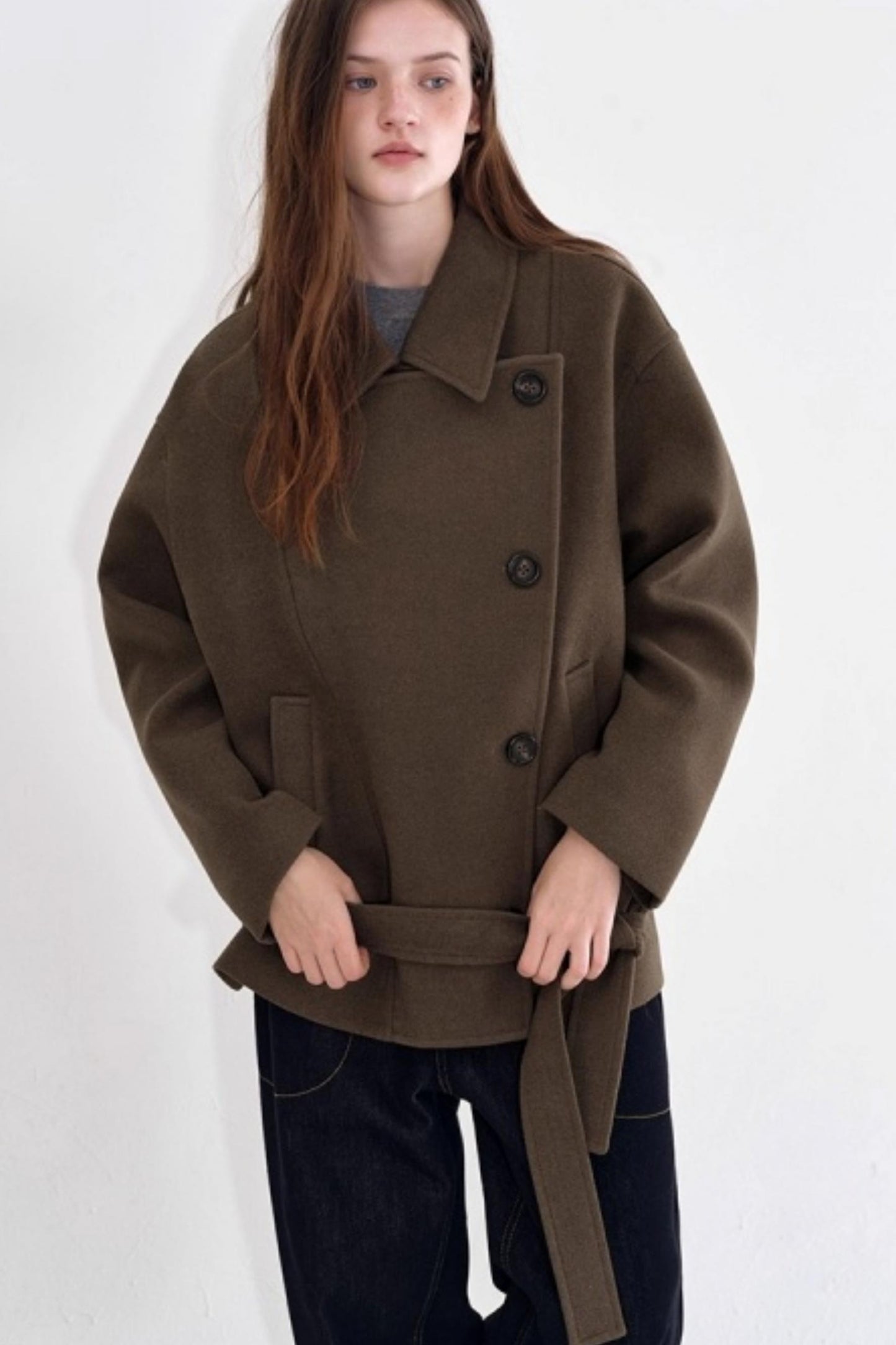 Woolen Double Placket Coat