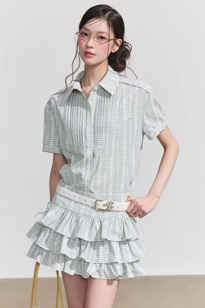 Retro Plaid Two-Piece Suit Set-Up